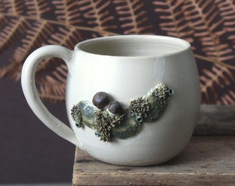 Stoneware Tea Cup  "Boletus" -  sand matt glaze