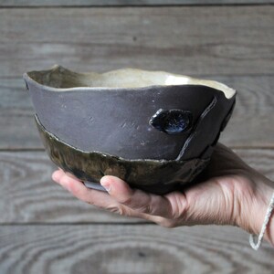 Frammenti Medium black stoneware bowl MADE TO ORDER image 1