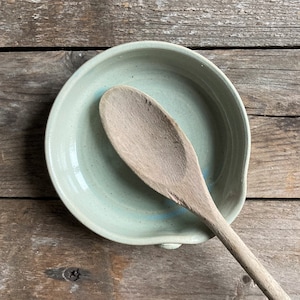 Spoon Rest in light granite blue - - Stoneware Ceramic Pottery