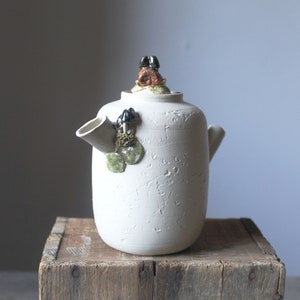 Stoneware Teapot with blu mushrooms and little snail MADE TO ORDER Stoneware Teapot 画像 1