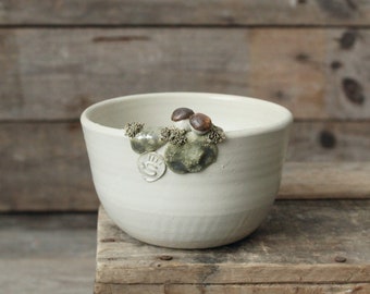 Stoneware Bowl  with Boletus edulis and moss  -  Handmade Ceramics  - Stoneware -