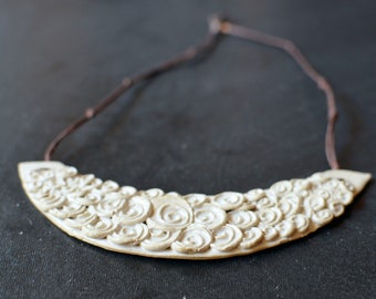 Stoneware Necklace "Spirals" - Spirals Necklace - Statement Necklace