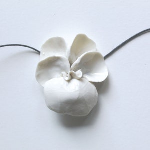 Pansy flower Necklace - Limoges porcelain - MADE TO ORDER