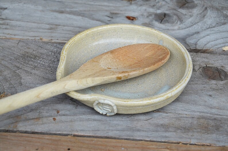 Spoon Rest in Cream Stoneware MADE TO ORDER Ceramic Pottery image 2