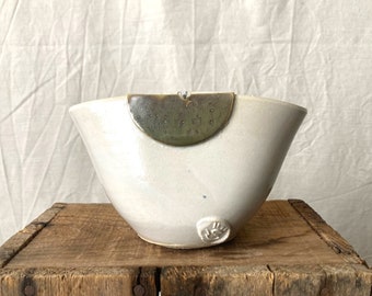 White and green Stoneware Bowl  for mosquito killer spiral (zampirone)- Handmade Ceramics  - Stoneware -