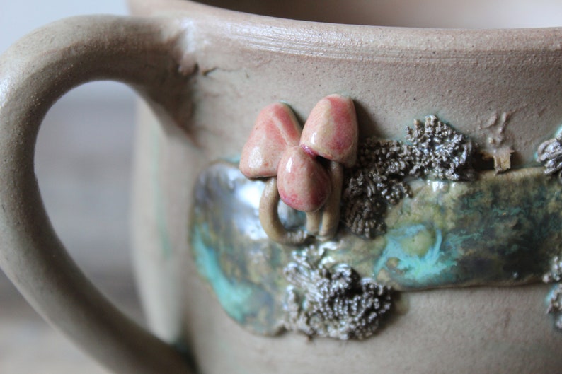 Stoneware Tea Cup with red mushrooms image 4