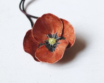 Poppy flower a Fresh Necklace from Italy - Stoneware