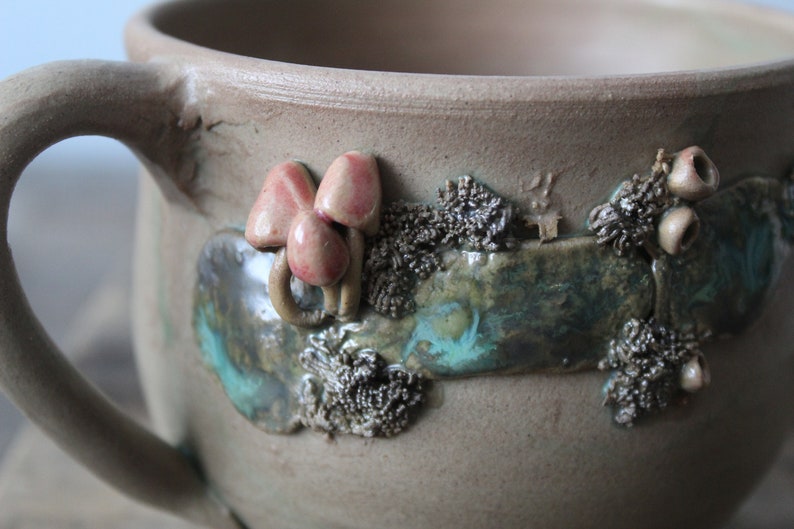 Stoneware Tea Cup with red mushrooms image 5