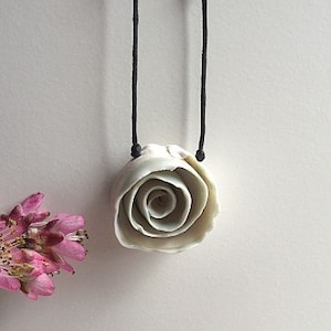 White Porcelain Rose  - Necklace