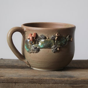 Stoneware Tea Cup with red mushrooms image 2