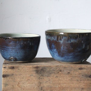 Set Ramen 2 bowl in blu Handmade Ceramics image 1