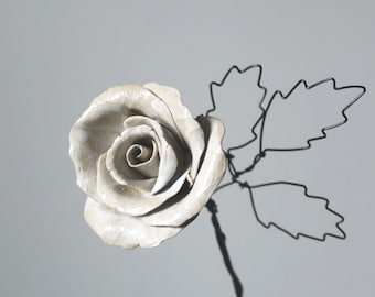 White ceramic rose for amazing bouquet