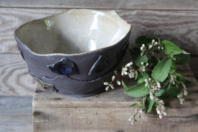 Frammenti Medium black stoneware bowl MADE TO ORDER image 5