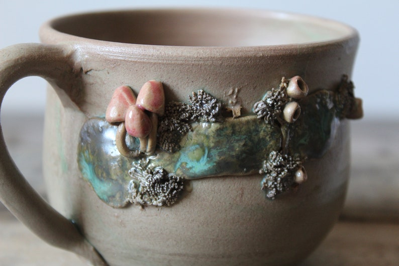 Stoneware Tea Cup with red mushrooms image 3