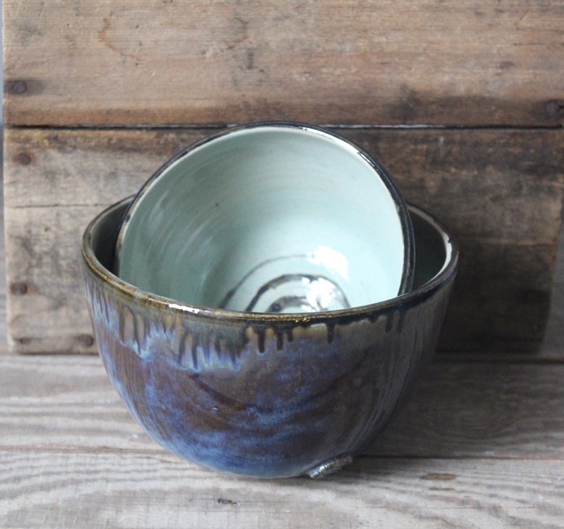 Set Ramen 2 bowl in blu Handmade Ceramics image 2