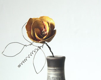 Yellow double ceramic flower for amazing bouquet - stoneware - MADE TO ORDER