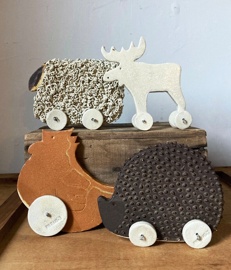 Black Ceramic Sheep on Wheels for Your Home Home Decor image 2