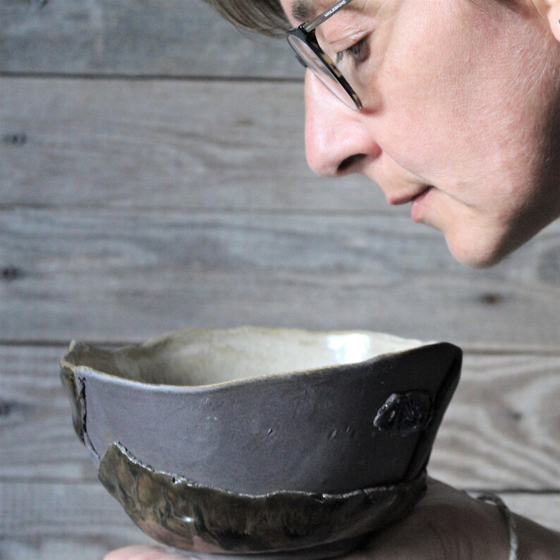 Frammenti Medium black stoneware bowl MADE TO ORDER image 8