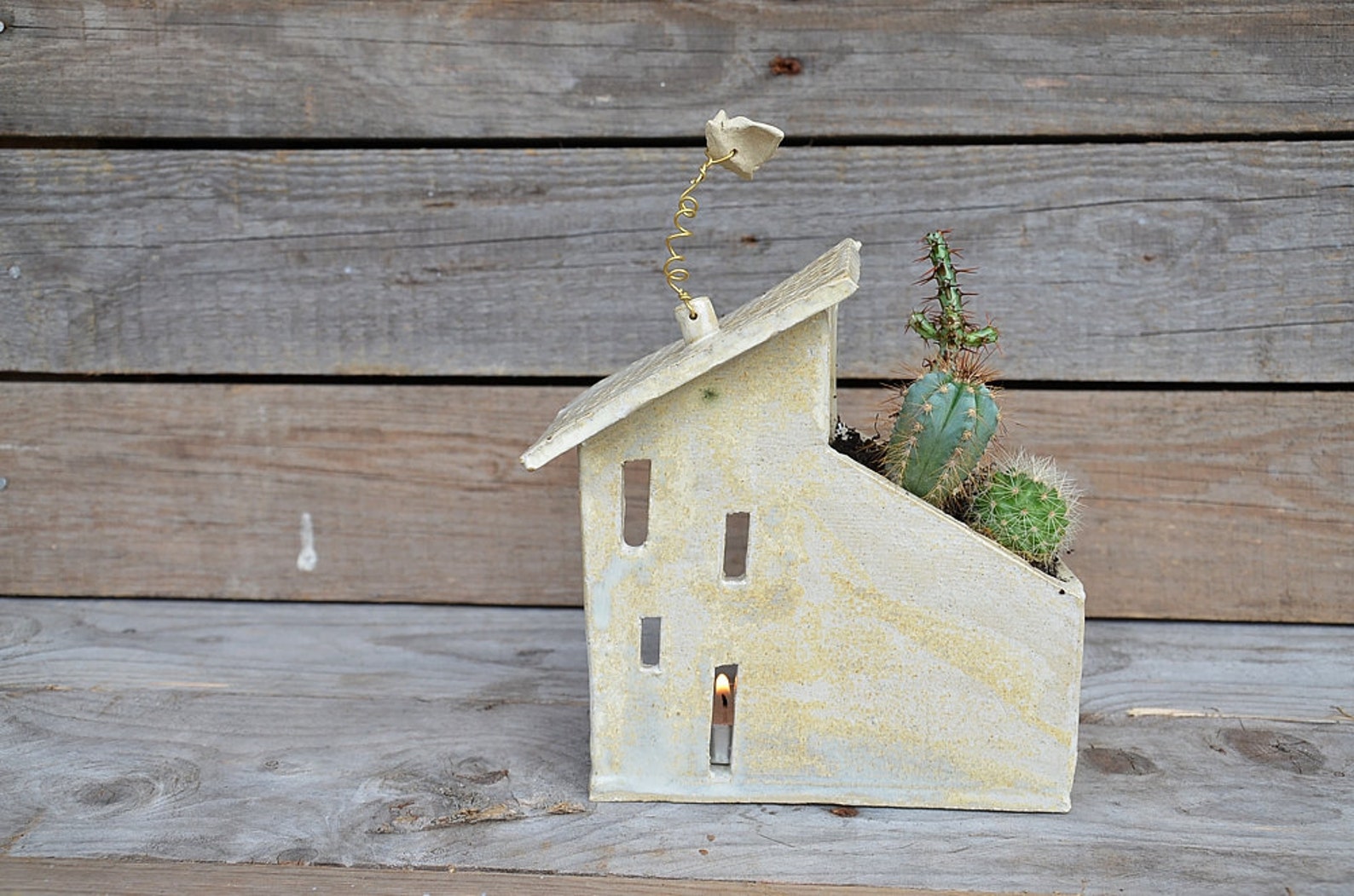 Big Tealight Holder and Planter House Stoneware Etsy