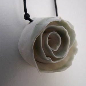 White Porcelain Rose Necklace image 3