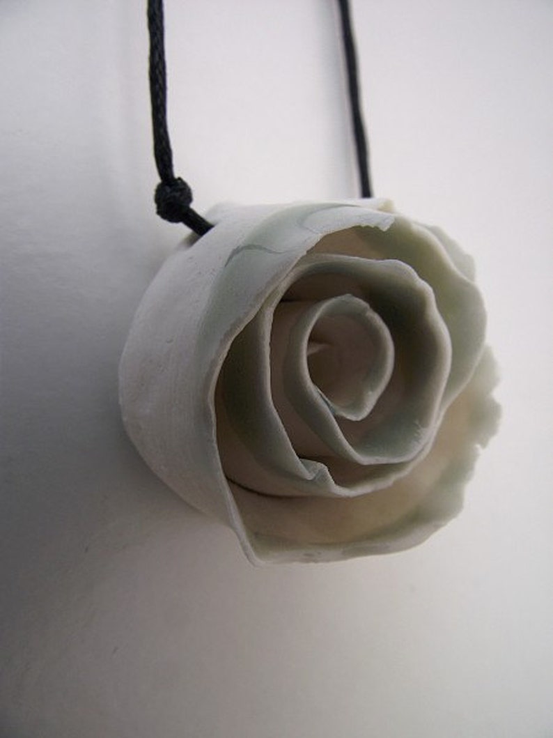 White Porcelain Rose Necklace image 3