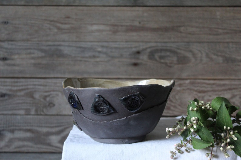 Frammenti Medium black stoneware bowl MADE TO ORDER image 2