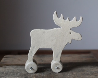 Ceramic Moose on Wheels for Your Home - Home Decor