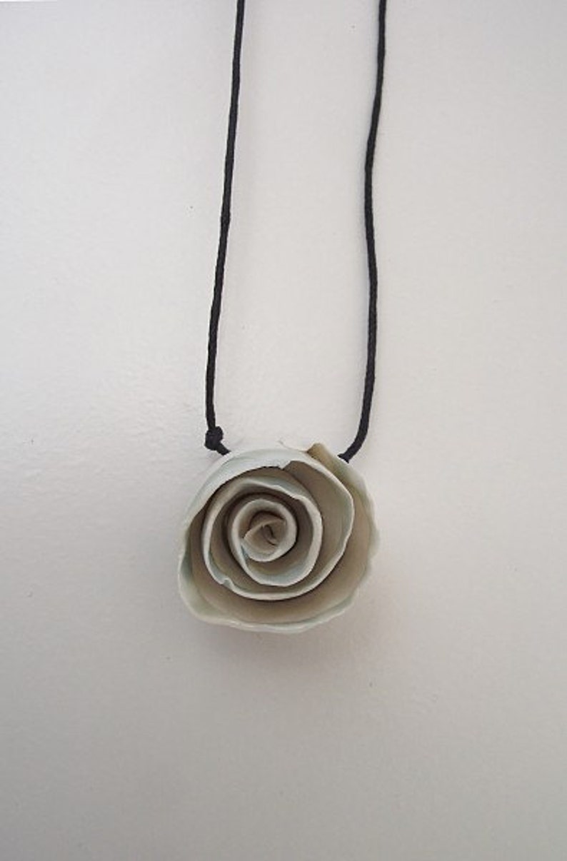 White Porcelain Rose Necklace image 2
