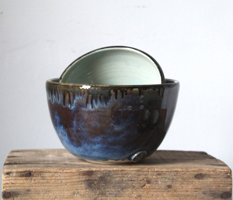Set Ramen 2 bowl in blu Handmade Ceramics image 3