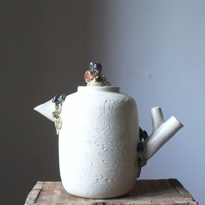 Stoneware Teapot with blu mushrooms and little snail MADE TO ORDER Stoneware Teapot 画像 3