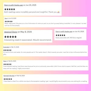 Puede incluir: Una imagen digital muestra rese&ntilde;as de clientes con calificaciones por estrellas y comentarios. Las rese&ntilde;as est&aacute;n sobre un fondo degradado rosa y blanco. Las rese&ntilde;as est&aacute;n fechadas entre el 18 de febrero de 2025 y el 20 de junio de 2025. Las rese&ntilde;as son sobre un servicio de lectura.