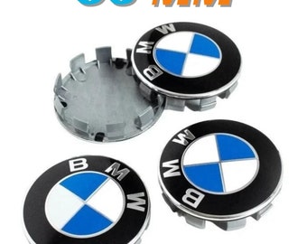 4 stuks 56 mm BMW wieldoppen met blauw logo