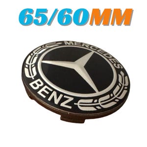 4 pieces 65mm / 60mm Mercedes Benz wheel center hub caps covers with BLACK LAUREL