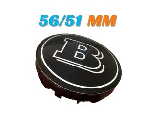 4 Stück 56 mm / 51 mm Mercedes Benz Radnabenkappen Farbe Schwarz Brabus