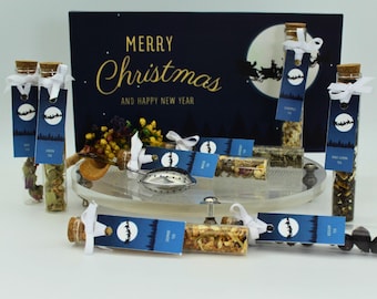Loose Leaf Tea Sampler Gift Set, Herbal Tea Gift Set, Christmas Gift, Tea Favor in Tube