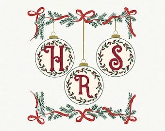 Ornamento monogramma con lettera, motivo a punto croce: rotondo da 4 pollici (modello PDF)
