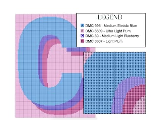 Schema digitale PDF per ricamo a punto croce - Alfabeto, serie di lettere "C"