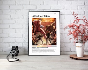 Attack On Titan Anime Poster, Retro Manga Art Print