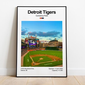 Comerica Park Poster,  Detroit Tigers Print, Baseball Fans, Baseball Poster, Gift For Him, Sports Fan Gift