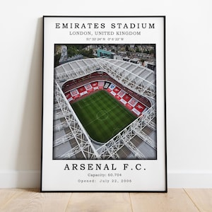 Emirates Stadium Poster, Arsenal Print, Soccer Fans, Football Poster, Gift For Him, Sports Fan Gift