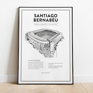 Real Madrid Stadium Poster, Santiago Bernabéu Print, Soccer Fans, Football Poster, Gift For Him, Sports Fan Gift