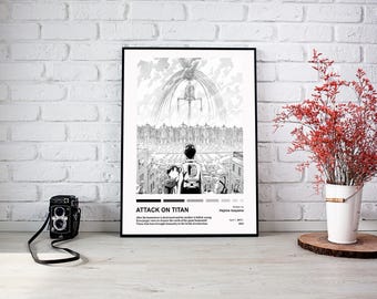 Attack On Titan Anime Poster, Minimalist Manga Art Print