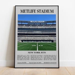 Metlife Stadium Poster, New York Jets Poster Print, NFL Stadium Poster, Sports Poster, Mid Century Modern, Football Fan Gift Print