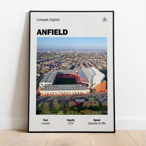 Anfield Stadium Poster, Liverpool Print, Soccer Fans, Football Poster, Gift For Him, Sports Fan Gift