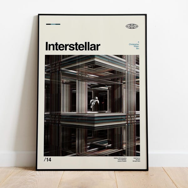 Interstellar Movie Poster: Mid-Century Modern Minimalist Art Print
