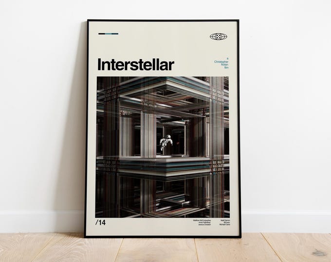 Interstellar Movie Poster: Mid-Century Modern Minimalist Art Print