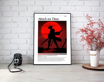 Attack On Titan Poster, Minimalist Anime Manga Art Print