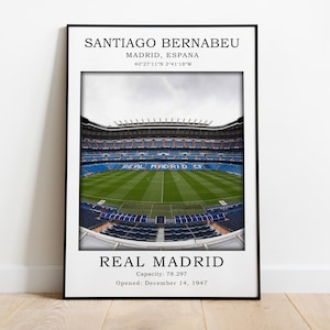 Real Madrid Stadium Poster, Santiago Bernabéu Print, Soccer Fans, Football Poster, Gift For Him, Sports Fan Gift