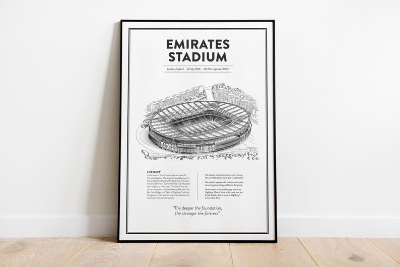 Emirates Stadium Poster, Arsenal Print, Soccer Fans, Football Poster