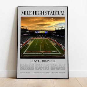 Mile High Stadium Poster, Denver Broncos Poster Print, NFL Stadium Poster, Sports Poster, Mid Century Modern, Football Fan Gift Print